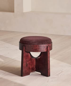Dalton Burl Footstool - Linen Chenille - Bordeaux - UK - Hover Image