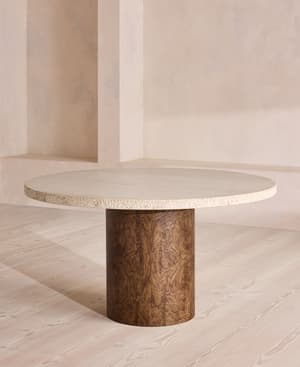 Ramsey Dining Table - Round - Travertine - Hover Image