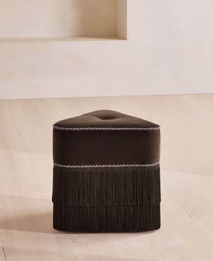 Marta Footstool - Velvet - Chocolate - US - Hover Image