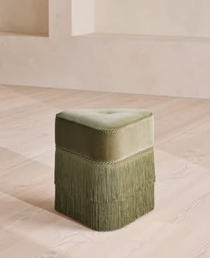 Marta Footstool - Velvet - Lichen - US - Listing Image