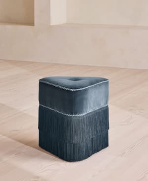 Marta Footstool - Velvet - Grey Blue - UK - Listing Image