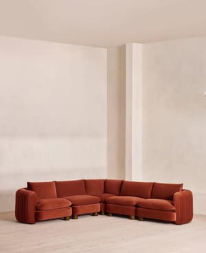 Vivienne Sectional Corner Sofa - Velvet Rust - US - Listing Image