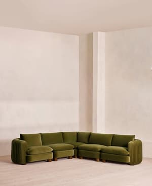 Vivienne Modular Corner Sofa - Velvet Olive - Hover Image