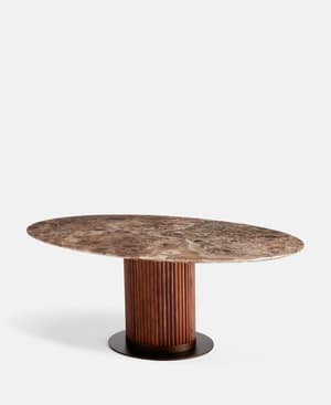 Murcell Oval Dining Table - Dark Emperador Marble - Hover Image
