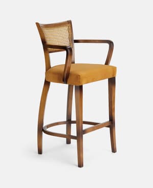 Molina Barstool - Cane Back - Velvet - Mustard - Listing Image