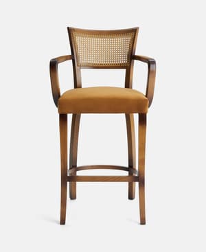 Molina Barstool - Cane Back - Velvet - Mustard - Hover Image