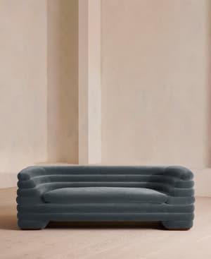 Laura Three Seater Sofa - Velvet - Grey Blue - US - Hover Image