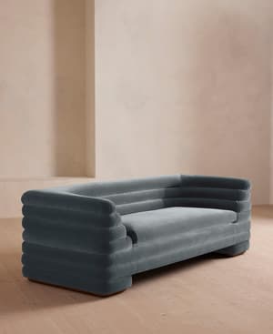Laura Three Seater Sofa - Velvet - Grey Blue - US - Listing Image