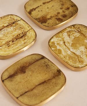Bodiam Resin & Brass Coasters - Set of Four - Hover Image