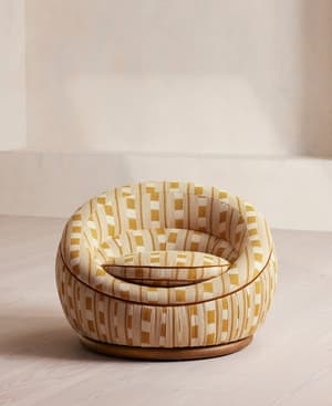 Abel Armchair - Dotted Stripe Weave - Ochre - US - Hover Image