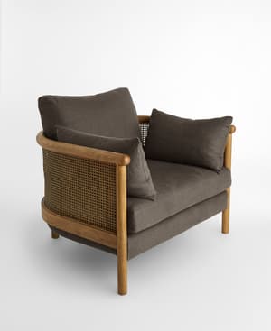 Sydney Cane Armchair - Washed Linen Charcoal - US - Hover Image