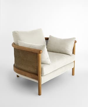Sydney Cane Armchair - Washed Linen Flax - US - Hover Image