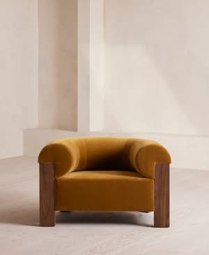 Eldon Armchair - Walnut - Velvet - Mustard - US - Hover Image