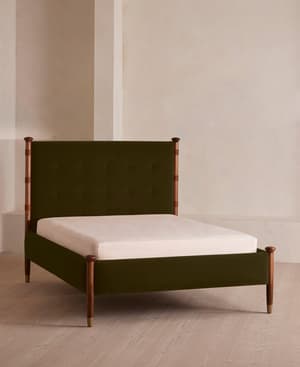 Paolo Bed - Double - Velvet - Olive - Listing Image