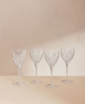 Barwell Cut Crystal White Wine Glass - Set of Four - Hover Image