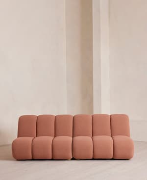 Noelle Modular Sofa - Four Seater - Textured Wool Boucle - Coral - Hover Image
