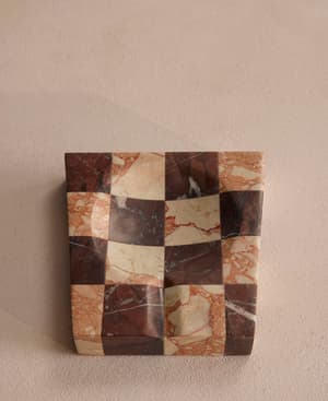 Calabria Check Marble Ashtray - Pink & Red - Listing Image