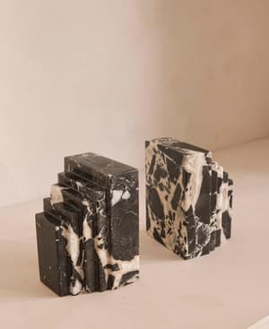 Lola Bookends - Black Bulgari Marble - Hover Image