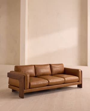 Marcia Three Seater Sofa - Leather - Chestnut - Listing Image