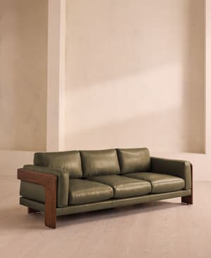Marcia Three Seater Sofa - Leather - Moss - Listing Image