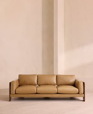 Marcia Three Seater Sofa - Leather - Honey - Hover Image