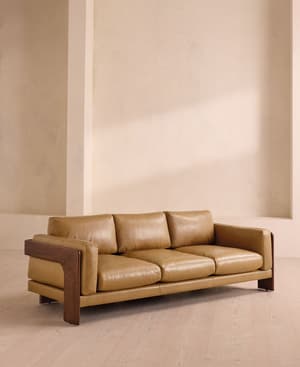 Marcia Three Seater Sofa - Leather - Honey - Listing Image