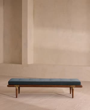Theodore Bench - Grey Blue Velvet - US - Hover Image
