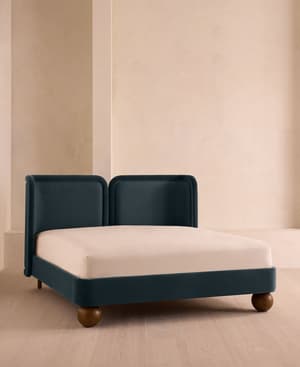 Willem Bed - King - Velvet & Linen - Prussian Blue - US - Listing Image
