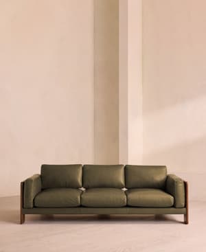 Marcia Three Seater Sofa - Leather - Moss - US - Hover Image