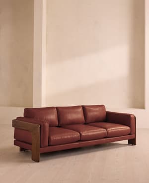 Marcia Three Seater Sofa - Leather - Sangria - US - Listing Image
