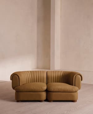 Rava Three Seater Sofa - Linen - Ochre - Hover Image