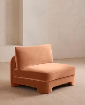 Odell Deeper Sit Modular Sofa - Armless Module - Antique Rose Velvet - Hover Image