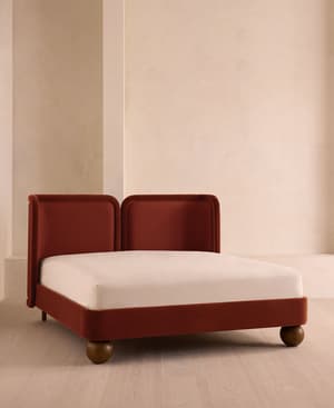 Willem Bed - King - Velvet & Linen - Rust - US - Listing Image