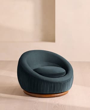 Abel Armchair - Velvet & Linen - Grey Blue - US - Listing Image