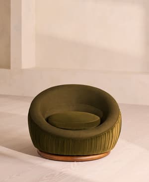 Abel Armchair - Velvet & Linen - Olive - Hover Image