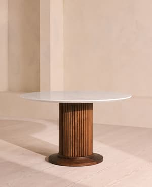 Murcell Outdoor Round Dining Table - Carrara - Hover Image