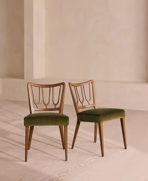 Pair of Leonie Armless Dining Chairs - Velvet - Olive - US - Listing Image