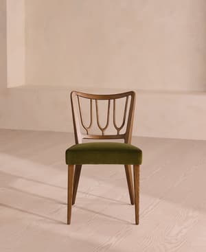 Pair of Leonie Armless Dining Chairs - Velvet - Olive - US - Hover Image