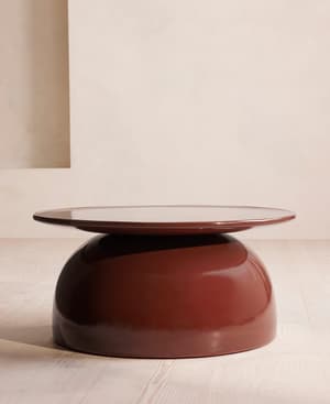 Rina Outdoor Concrete Coffee Table - Maroon - Hover Image