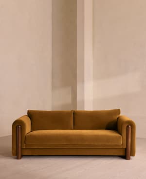 Farrell Three Seater Sofa - Velvet - Mustard - US - Listing Image