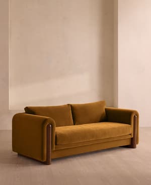 Farrell Three Seater Sofa - Velvet - Mustard - US - Hover Image