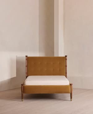 Paolo Bed - Double - Velvet - Mustard - Hover Image