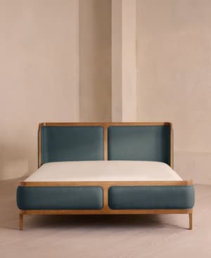 Belsa Bed - Light Oak - Super king - Linen - Prussian Blue - Hover Image