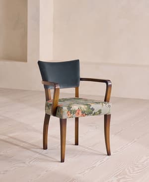 Molina Dining Armchair - Skylar Print - Grey Blue Velvet - UK - Listing Image
