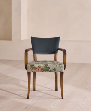 Molina Dining Armchair - Skylar Print - Grey Blue Velvet - UK - Hover Image