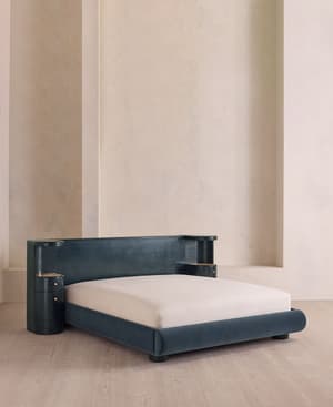 Linus Bed - King - Velvet - Grey Blue - US - Hover Image