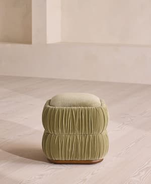 Tabitha Footstool - Velvet & Linen Chenille - Lichen - US - Hover Image