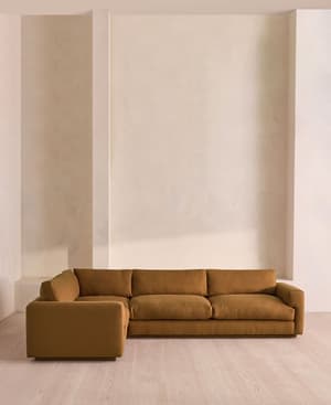 Mossley Left L-Shape Sofa - Linen - Ochre - UK - Hover Image