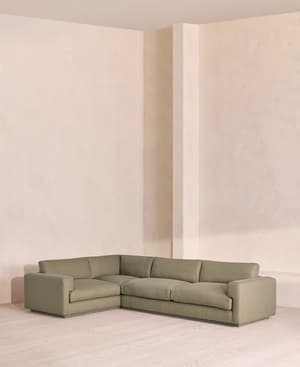 Mossley Left L-Shape Sofa - Linen - Sage - UK - Listing Image