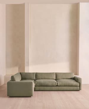 Mossley Left L-Shape Sofa - Linen - Sage - UK - Hover Image